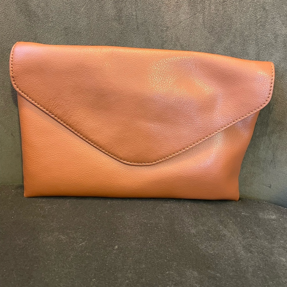 J Crew Camel Color Envelope Clutch Bag